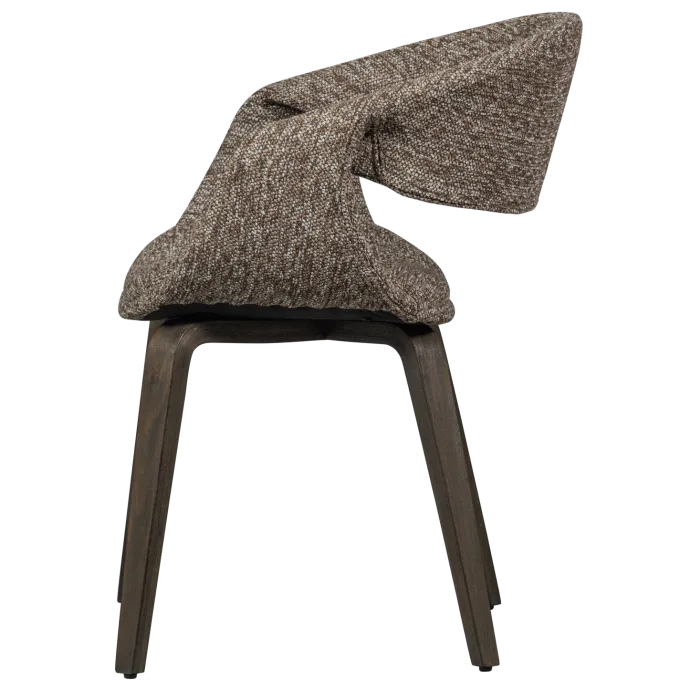 Woood Yossi eetkamerstoel bruin met houten poot donkerbruin