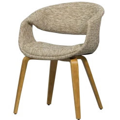 Woood Yossi eetkamerstoel zand met houten poot naturel