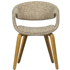 Woood Yossi eetkamerstoel zand met houten poot naturel