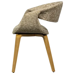 Woood Yossi eetkamerstoel zand met houten poot naturel