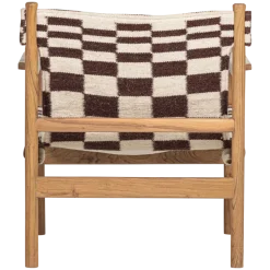 Woood Zano Fauteuil Hout Bruin Met Kelim Zitting Naturel