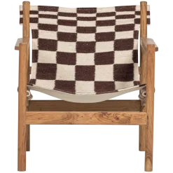 Woood Zano Fauteuil Hout Bruin Met Kelim Zitting Naturel