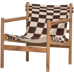Woood Zano Fauteuil Hout Bruin Met Kelim Zitting Naturel