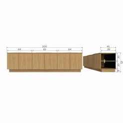 Woood ZUMA TV meubel 200CM eiken transparant [fsc]